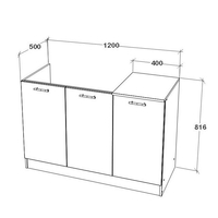 ארון מטבח מודרני ברוחב 1.2 כולל כיור נירוסטה דגם שירה
