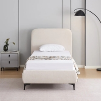 מיטה יחיד למזרן 90×190 מרופדת בד רחיץ 3D עם רגלי ברזל דגם קורין קרם