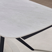 שולחן אוכל אבן קרמית באורך 1.6 מ' נפתח ל- 2.4 מ' עם רגלי ברזל דגם ספיישל