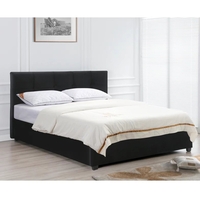 מיטה זוגית מעוצבת בריפוד בד קטיפתי עם ארגז מצעים מעץ דגם ברזיל שחור