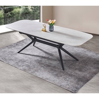 שולחן אוכל אבן קרמית באורך 1.8 מ' נפתח ל- 2.4 מ' עם רגלי ברזל דגם חץ סהרה