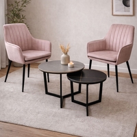 זוג כורסאות מעוצבות מקטיפה דגם פנדה ורוד עתיק