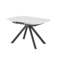 שולחן אוכל אבן קרמית נפתח עם רגלי ברזל דגם טייפון סהרה