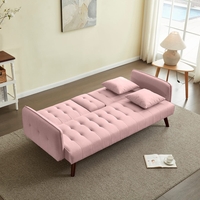 ספה נפתחת למיטה כולל בר כוסות דגם סיקסטיז ורוד