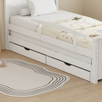 מיטת ילדים מעץ מלא כולל מיטת חבר מגירות אחסון ו 2 מזרנים דגם סמיילי