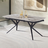 שולחן אוכל אבן קרמית באורך 1.8 מ' נפתח ל- 2.6 מ' עם רגלי ברזל דגם טרנד