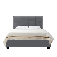 מיטה וחצי למזרן 120×190 מרופדת בד קטיפתי עם ארגז מצעים מעץ דגם ענבל אפור