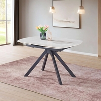 שולחן אוכל אבן קרמית נפתח עם רגלי ברזל דגם טייפון סהרה