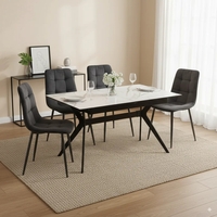 פינת אוכל נפתחת 1.2-2.0 מ' עם 4 כסאות דגם סנטוריני לבן-רוז