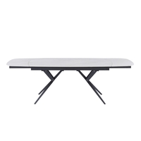 שולחן אוכל אבן קרמית באורך 1.6 מ' נפתח ל- 2.4 מ' עם רגלי ברזל דגם ספיישל