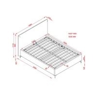 מיטה זוגית מעוצבת בריפוד בד רחיץ עם ארגז מצעים מעץ דגם גלורי קרם