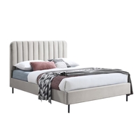 מיטה וחצי למזרן 120×190 מרופדת בד עם ראש מיטה מעוצב דגם ארט קרם