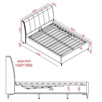 מיטה זוגית מעוצבת ריפוד בד רחיץ עם ארגז מצעים מעץ דגם אליזבט אבן