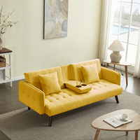 ספה נפתחת למיטה כולל בר כוסות דגם סיקסטיז חרדל