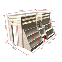 מיטת גלריה לילדים עם מדפים אחסון מזרן וסולם דגם קרין KARIN