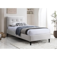 מיטת יחיד למזרן 90×190 מרופדת בד עם ראש מיטה מעוצב דגם ארט קרם