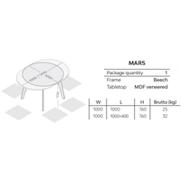 שולחן פינת אוכל דגם מארס Mars לבן רגל שחורה
