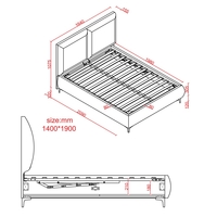 מיטה זוגית מעוצבת ריפוד בד קטיפתי עם ארגז מצעים מעץ דגם מליסה קרם