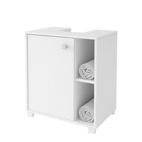 ארון אמבטיה ברוחב 54 עם דלת ותאי אחסון דגם ברנדה BRENDA לבן