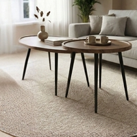 זוג שולחנות סלון מעוצבים דגם מנהטן אגוז