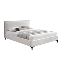 מיטה זוגית מרופדת בד קטיפתי עם רגלי ברזל דגם ספייס קרם