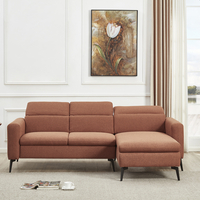 ספה פינתית מודולרית עם ריקליינר ראש מבד אריג רחיץ דוחה כתמים דגם צ’לסי כתום