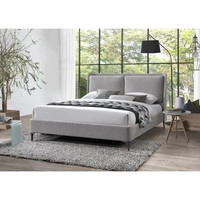 מיטה זוגית מרופדת בד בוקלה דגם כריות אפור