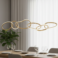 שרשרת חולית תלוי | נברשת מודרנית 94W בעיצוב טבעות מחוברות