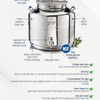 מיכל נירוסטה לאחסון שמן זית – 2 ליטר פרמיום כולל סטנד