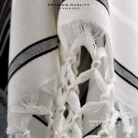 טלית תימנית 100% צמר חלק – פסים שחורים - 263