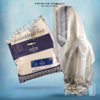 טלית צמר פאר הקודש פסים בצבע כסף, לא מחליקה - 266