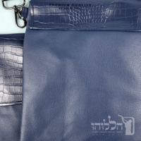 סט תיק לטלית ותפילין – דמוי עור דגם קרוק - כחול כהה  218
