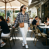 מכופתרת משבצות פנינים גפן