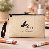 תיק איפור פשתן עם רצועה