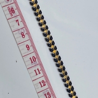 שרשרת פליז בעבודת יד עלים- צביעת אמייל שחור(25)