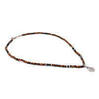 שרשרת לאגוס לגבר - חום, כסף 925