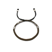 צמיד סרוג גברים - ירוק זית, וכסף 925