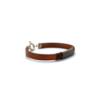 צמיד עור לגבר - שרשרת דסקית