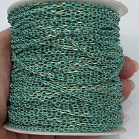 שרשרת חוליות אובליות פליז רוחב 2ממ בחיתוך דיימונד קאט בציפויים צבעוניים (11)