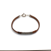 צמיד עור לגבר - שרשרת דסקית