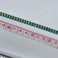 שרשרת פליז בעבודת יד עלים- צביעת אמייל ירוק(24)