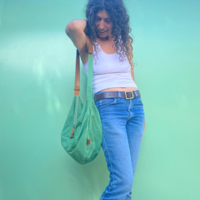 תיק סופי מייקו, תיק אלכסון, תיק צד נשים, תיק שק, תיק קנבס לאישה, תיק קנבס ירוק, תיק מעוצב לנשים, תיק לנערות, תיק אופנתי