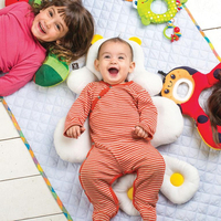 מקטין מרופד לתינוק, דו-צדדי עם תמיכת ראש לסלקל / עגלה / כיסא בטיחות - לבן/אפור בנבת