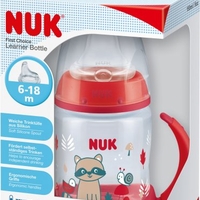 בקבוק  אימון עם מד בקרת טמפרטורה וידיות 150 מ''ל NUK - צבע אדום
