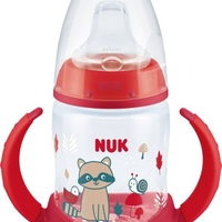 בקבוק  אימון עם מד בקרת טמפרטורה וידיות 150 מ''ל NUK - צבע אדום