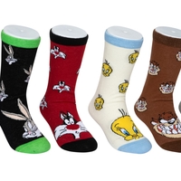 גרבי לוני טונס כותנה מעוצבים לילדים, 6 זוגות מידת one size שמתאימה למידות 24-34