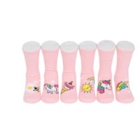 גרבי חד קרן כותנה מעוצבים לילדים, 6 זוגות מידת one size שמתאימה למידות 24-34