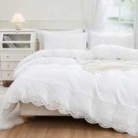 סט מצעים למיטה זוגית בית מלון מלמלה לבן 160/200