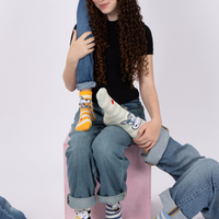 גרבי סנופי כותנה מעוצבים לילדים, 6 זוגות מידת one size שמתאימה למידות 24-34