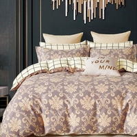 סט מצעים למיטה זוגית 100% כותנה סאטן 200 חוט דגם המלכה הסגולה 160/200